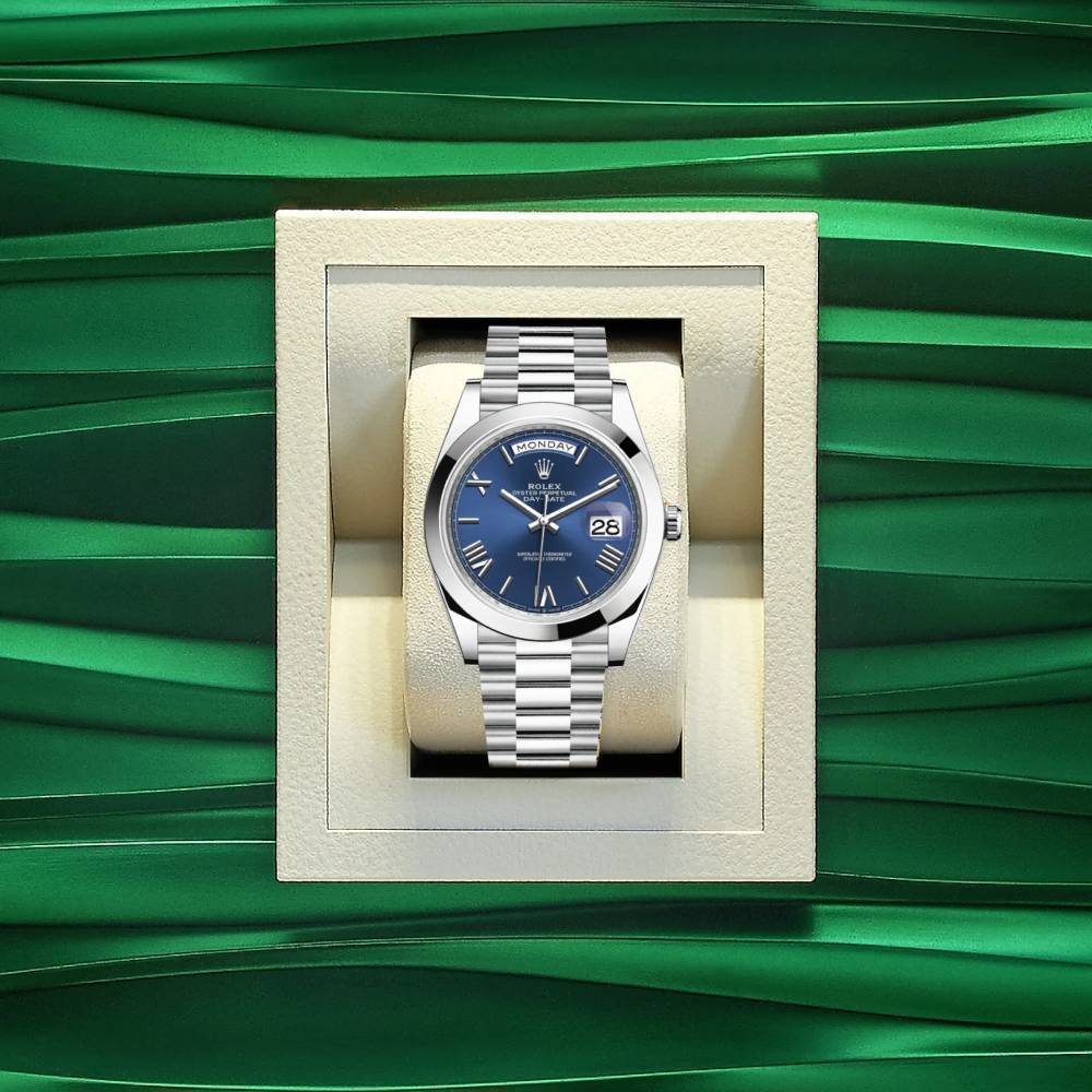 Rolex Day Date 40mm - Ref: 228206-0015 - Blue Roman Dial, Platinum President Bracelet Men's Watch