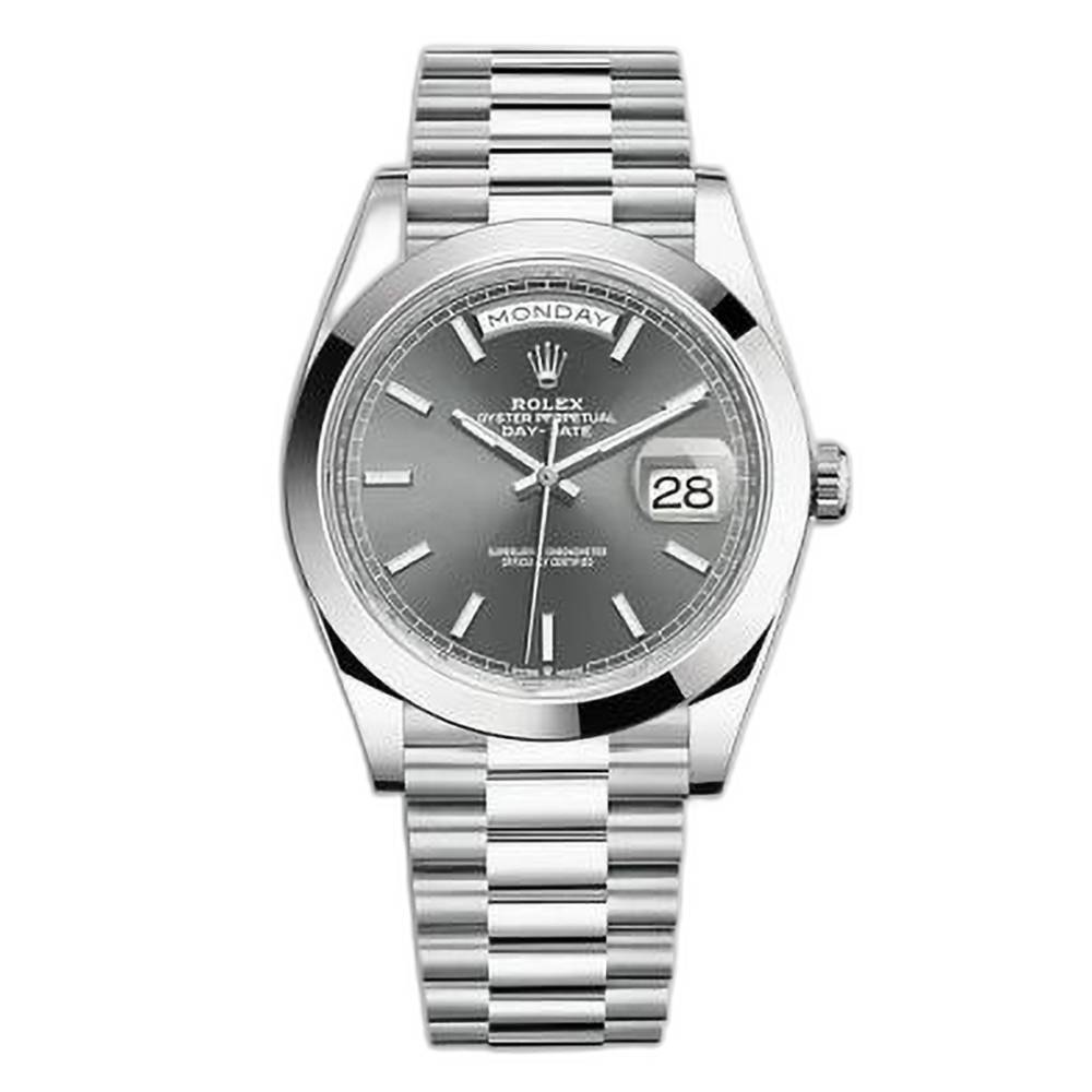 Rolex Day Date 40mm - Ref: 228206-0045 - Slate Grey Stick Dial, Platinum President Bracelet Men's Watch