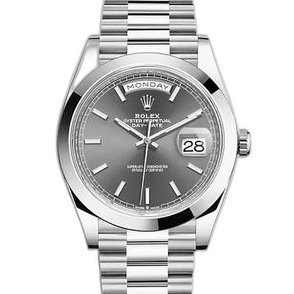 Rolex Day Date 40mm - Ref: 228206-0045 - Slate Grey Stick Dial, Platinum President Bracelet Men's Watch