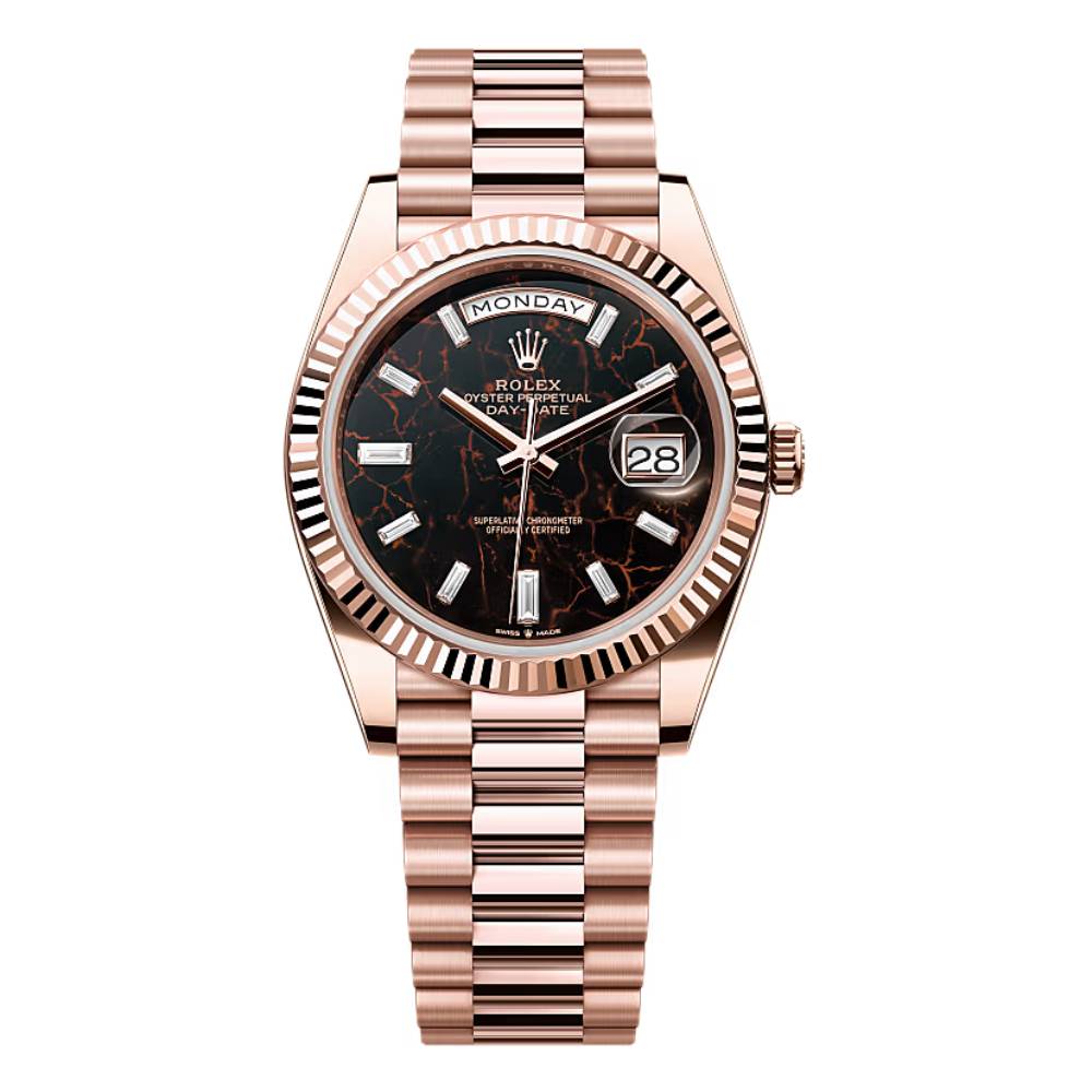 Rolex Day Date 40mm - Ref: 228235-0045 - Eisenkiesel Diamond Dial & Fluted Bezel, 18K Rose Gold President Bracelet Men's Watch