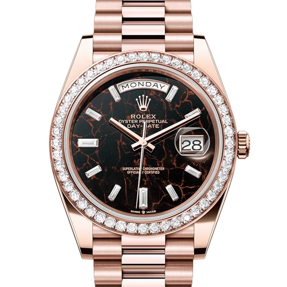 Rolex Day Date 40mm - Ref: 228345rbr-0016 - Eisenkiesel Diamond Dial & Diamond Bezel, 18K Rose Gold President Bracelet Men's Watch