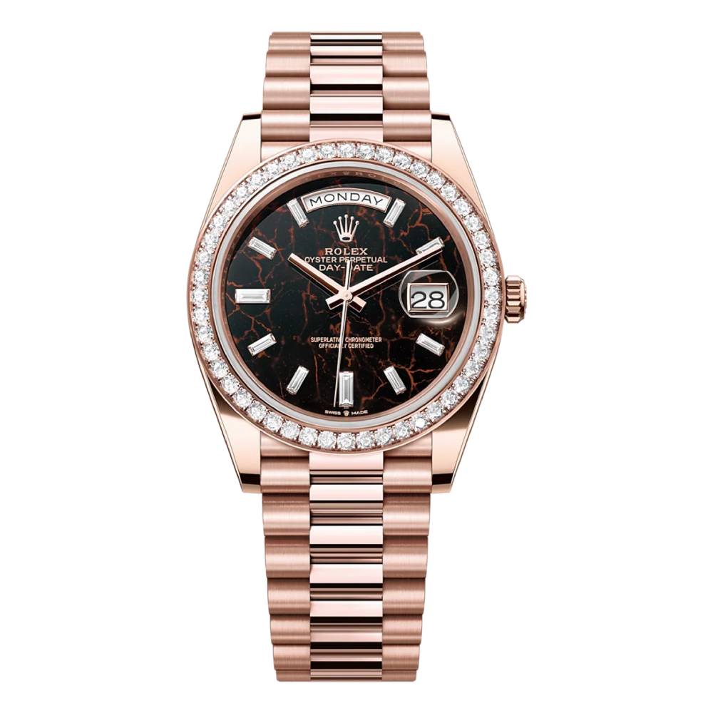 Rolex Day Date 40mm - Ref: 228345rbr-0016 - Eisenkiesel Diamond Dial & Diamond Bezel, 18K Rose Gold President Bracelet Men's Watch