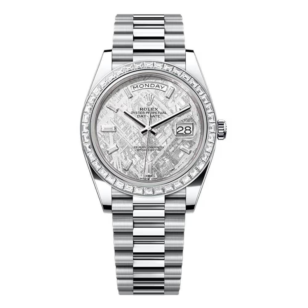 Rolex Day Date 40mm - Ref: 228396tbr-0027 - Meteorite Diamond Dial & Diamond Bezel, Platinum President Bracelet Men's Watch