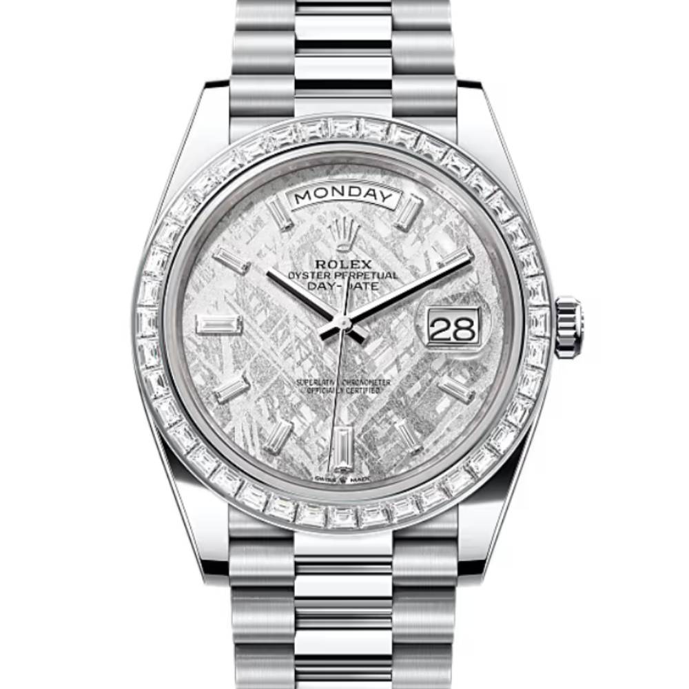 Rolex Day Date 40mm - Ref: 228396tbr-0027 - Meteorite Diamond Dial & Diamond Bezel, Platinum President Bracelet Men's Watch