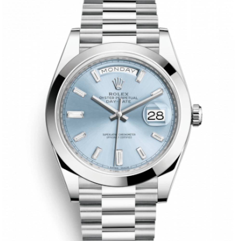 Rolex Day Date 40mm - Ref: 228206-0002 - Ice Blue Diamond Dial, Platinum President Bracelet Men's Watch