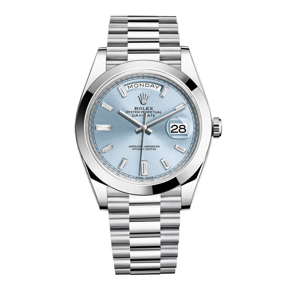 Rolex Day Date 40mm - Ref: 228206-0002 - Ice Blue Diamond Dial, Platinum President Bracelet Men's Watch