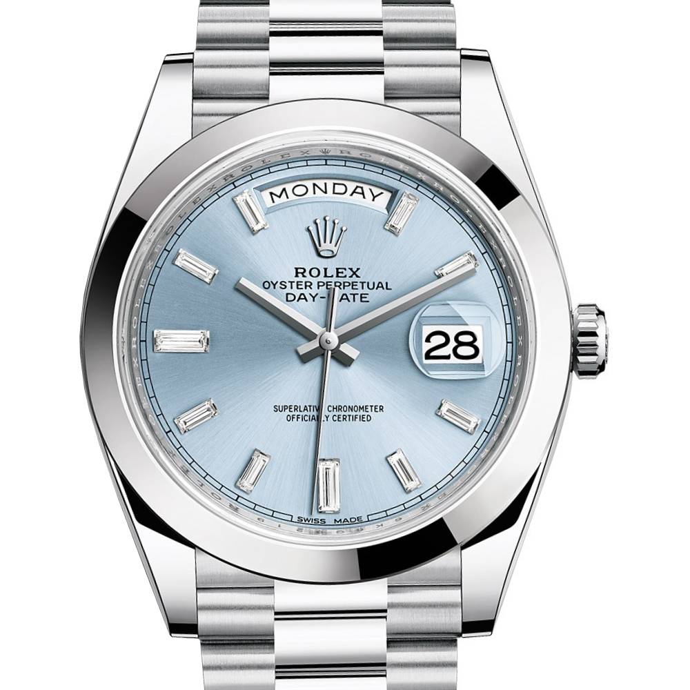 Rolex Day Date 40mm - Ref: 228206-0002 - Ice Blue Diamond Dial, Platinum President Bracelet Men's Watch