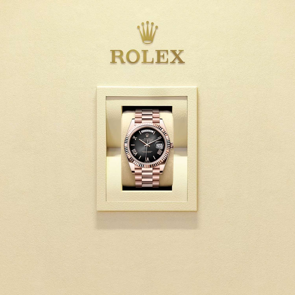 Rolex Day-Date 40 mm | 18k Everose Gold President Bracelet | Slate ombré dial Fluted bezel | Men's Watch 228235-0055