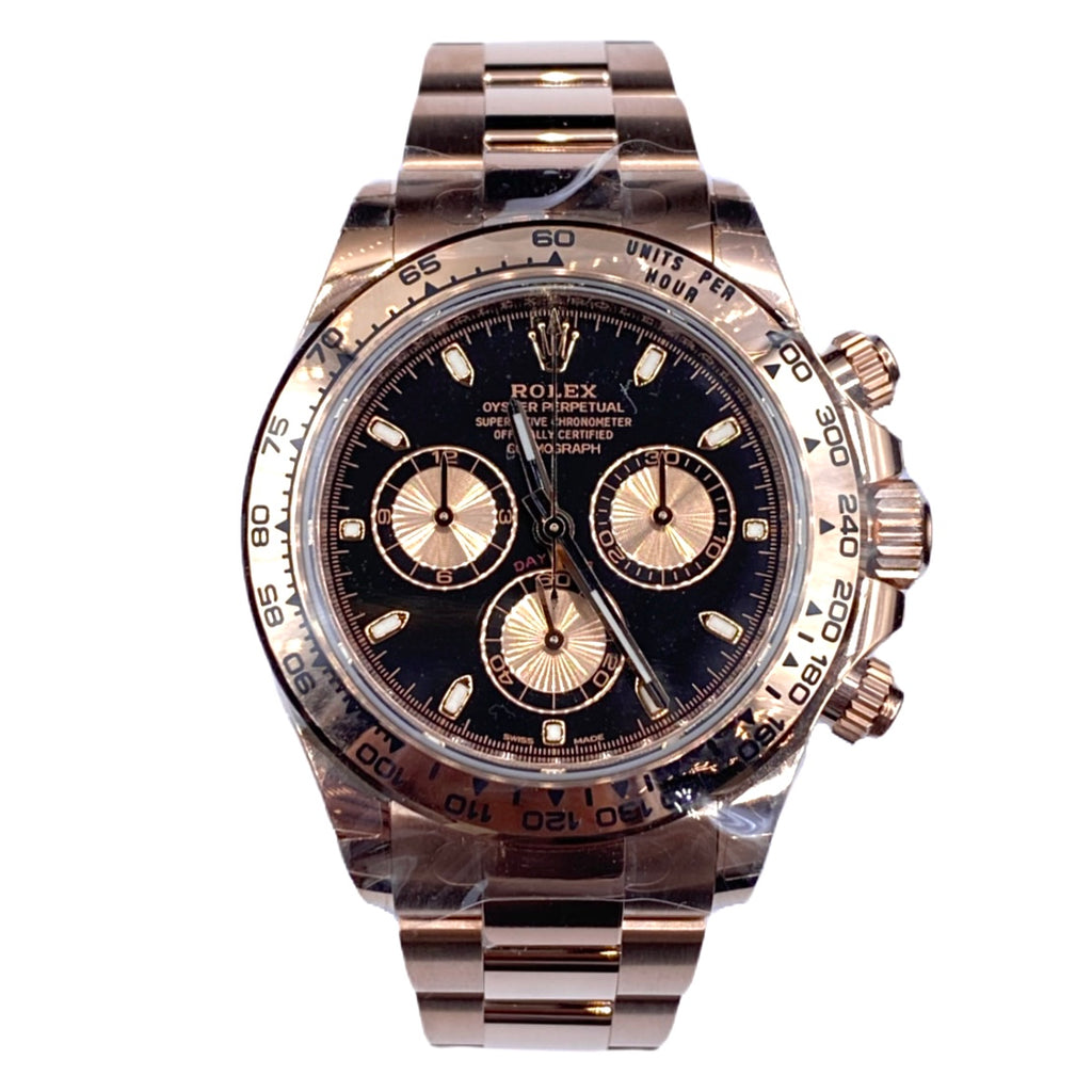 Rolex Cosmograph Daytona 40 mm | 18k Everose gold Oyster bracelet | Black dial | Men's Watch 116505-0008