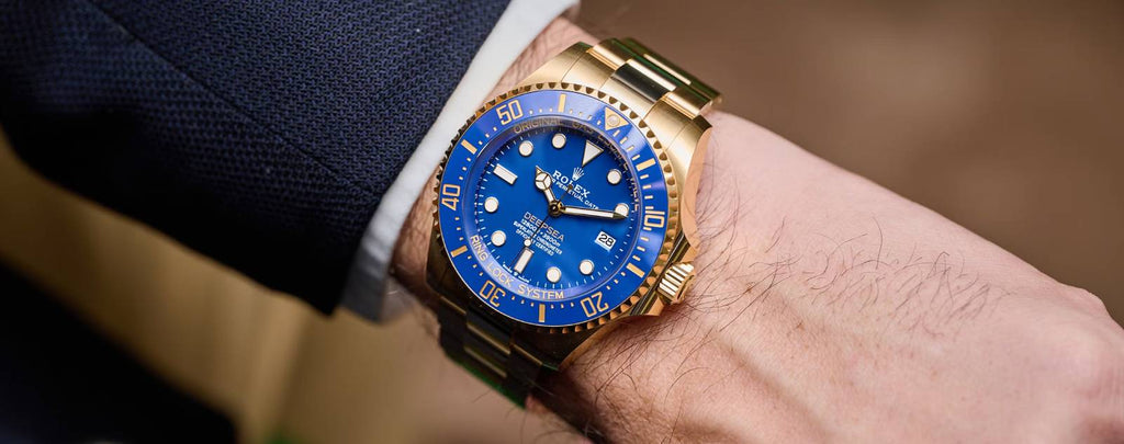 Rolex Deepsea 44 mm | 18k Yellow Gold Oyster Bracelet | Blue dial Cerachrom bezel | 18k Yellow gold Case Men's Watch 136668lb-0001