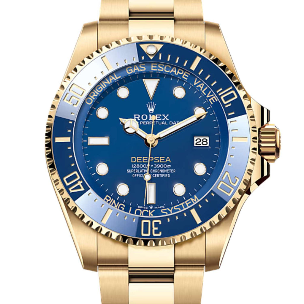 2024 Release Rolex Deepsea 44 mm | 18k Yellow Gold Oyster Bracelet | Blue dial Cerachrom bezel | 18k Yellow gold Case Men's Watch 136668lb-0001