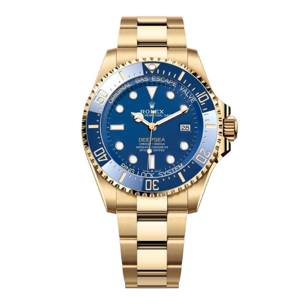 Rolex Deepsea / Sea Dweller 44mm - Ref: 136668lb-0001 - Blue Dial & Ceramic Bezel, 18K Yellow Gold Oyster Bracelet Watch