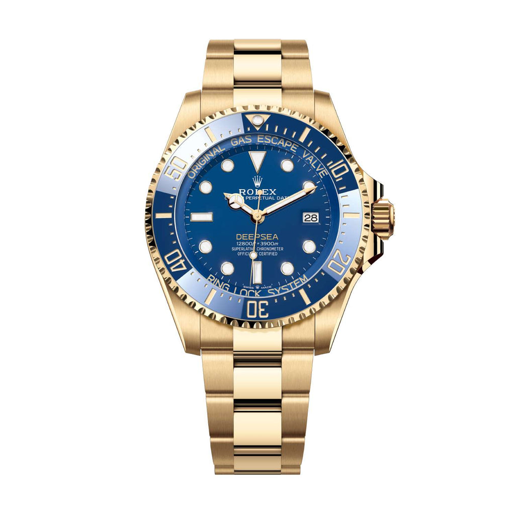 2024 Release Rolex Deepsea 44 mm | 18k Yellow Gold Oyster Bracelet | Blue dial Cerachrom bezel | 18k Yellow gold Case Men's Watch 136668lb-0001