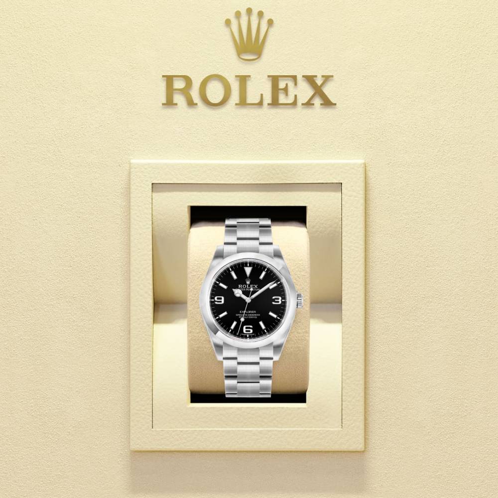 Rolex Explorer 39mm - Ref: 214270-0003 - Black Index & Arabic Numerals Dial, Stainless Steel Oyster Bracelet Watch