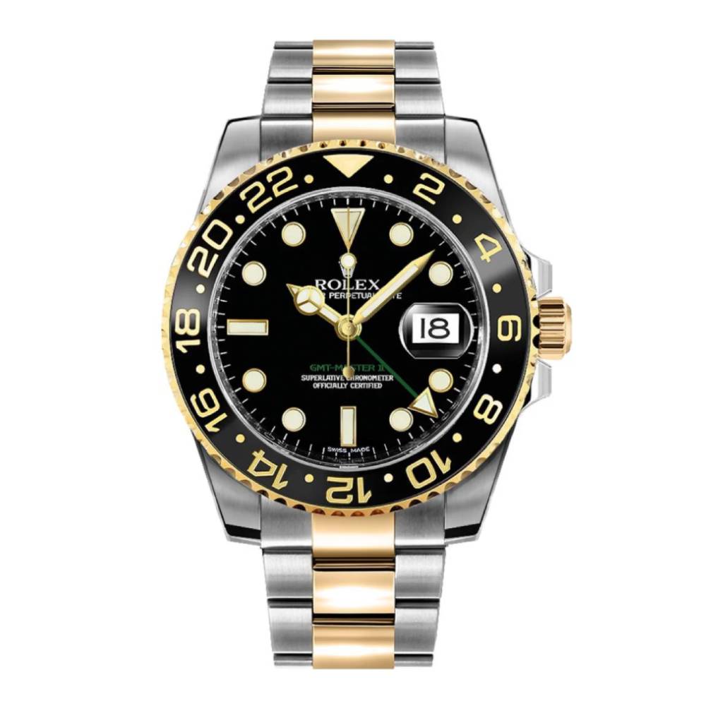 Rolex GMT-Master II 40mm - Ref: 116713LN - Black Dial & Black Bezel, Two Tone Stainless Steel & 18K Yellow Gold Oyster Bracelet Men's Watch