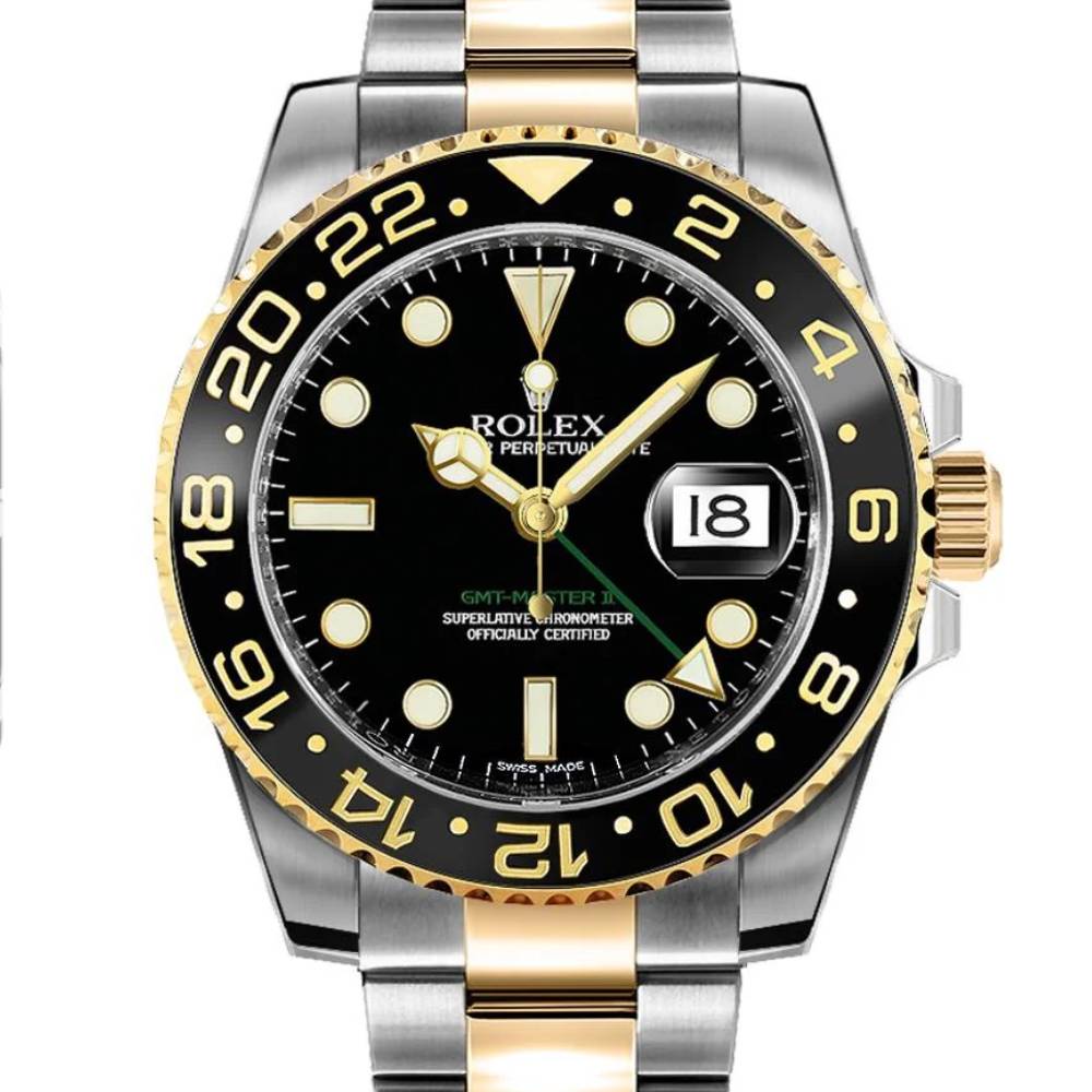 Rolex GMT-Master II 40mm - Ref: 116713LN - Black Dial & Black Bezel, Two Tone Stainless Steel & 18K Yellow Gold Oyster Bracelet Men's Watch