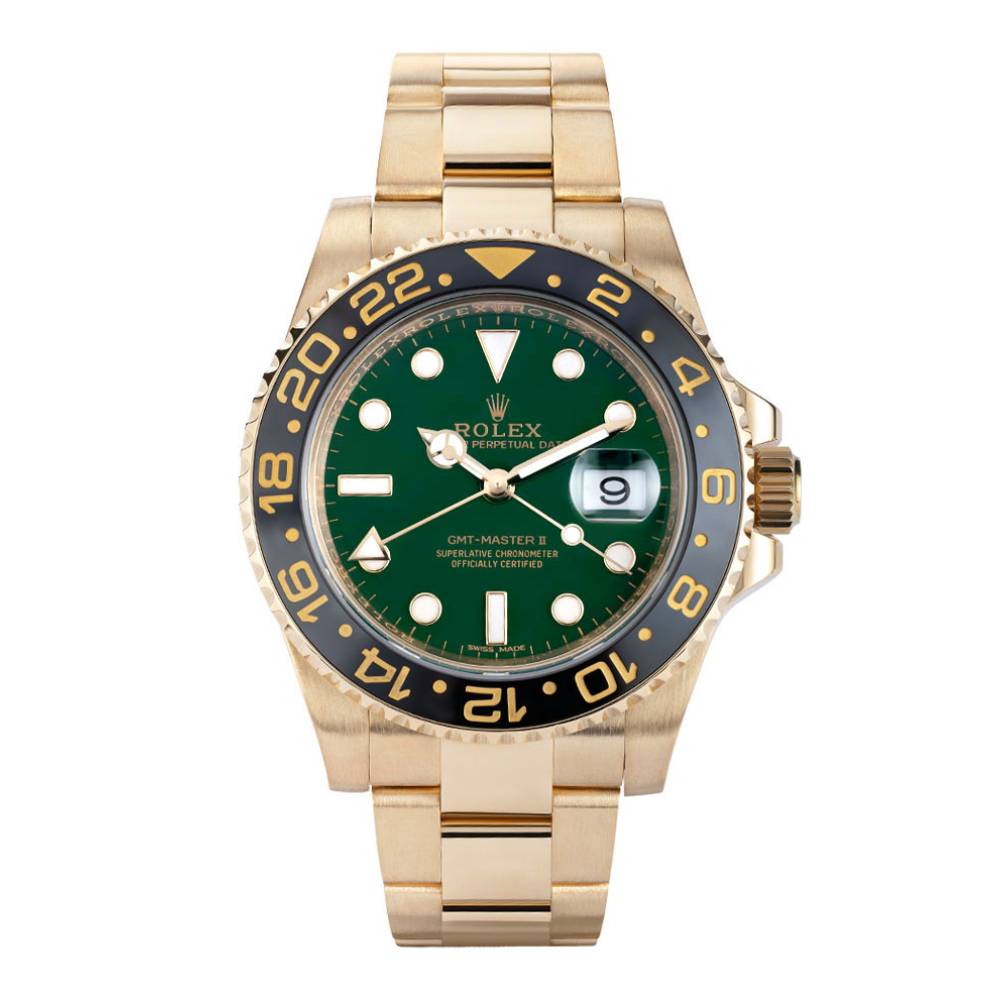 Rolex GMT-Master II 40mm - Ref: 116718G - Green Dial & Black Bezel, 18K White Gold Oyster Bracelet Men's Watch