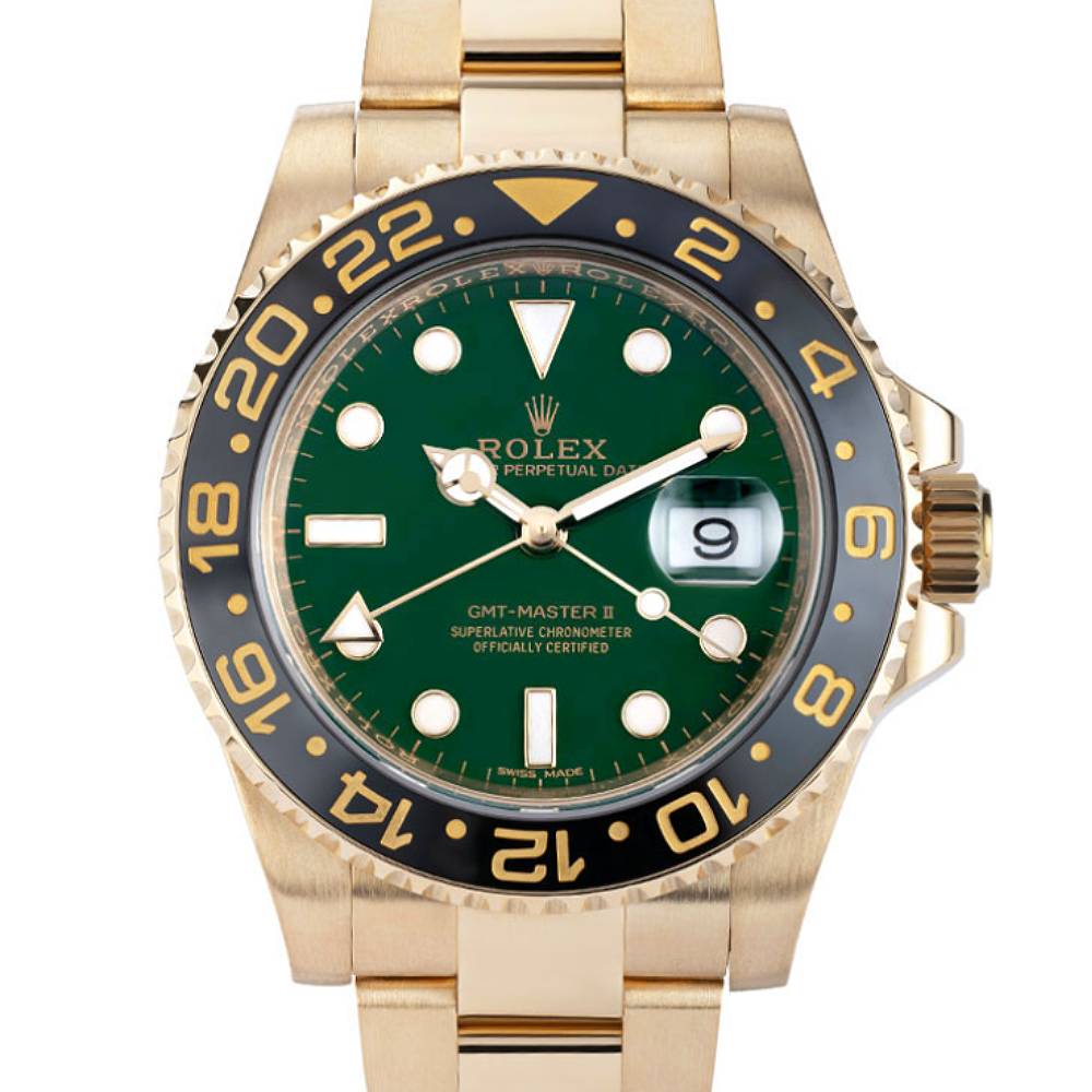 Rolex GMT-Master II 40mm - Ref: 116718G - Green Dial & Black Bezel, 18K White Gold Oyster Bracelet Men's Watch