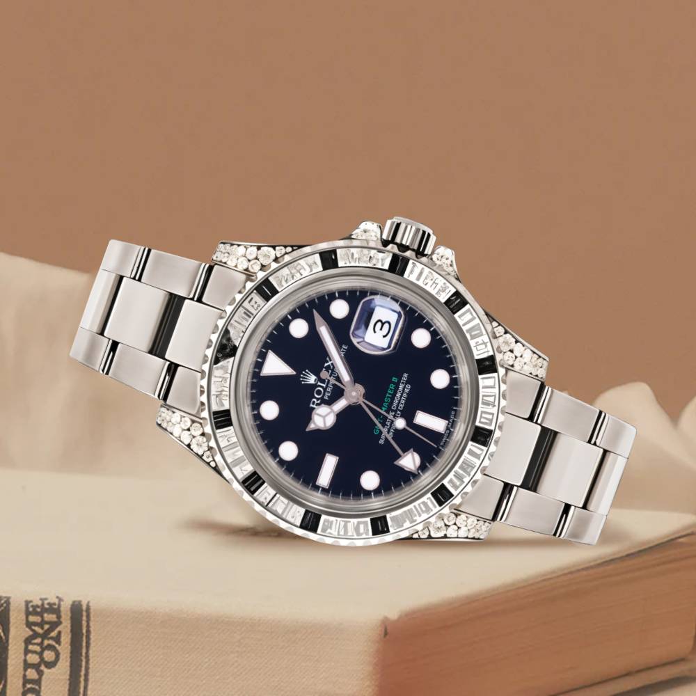 Rolex GMT-Master II 40mm - Ref: 116759SANR - Black Dial, Diamond & Sapphire Bezel, Diamond Case, 18K White Gold Oyster Bracelet Men's Watch