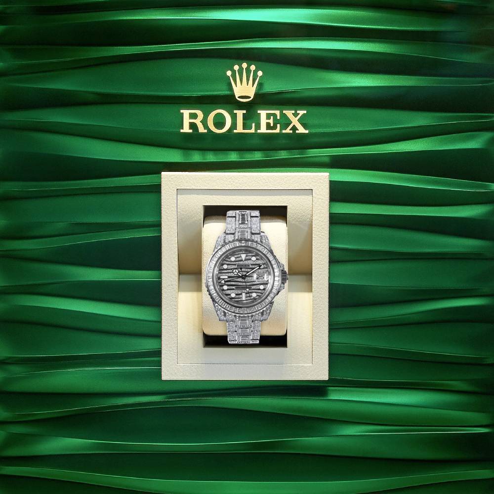 Rolex GMT-Master II 40mm - Ref: 116759TBR - Pave Diamond Dial, Diamond Bezel, & Diamond Case, 18K White Gold Diamond Bracelet Men's Watch