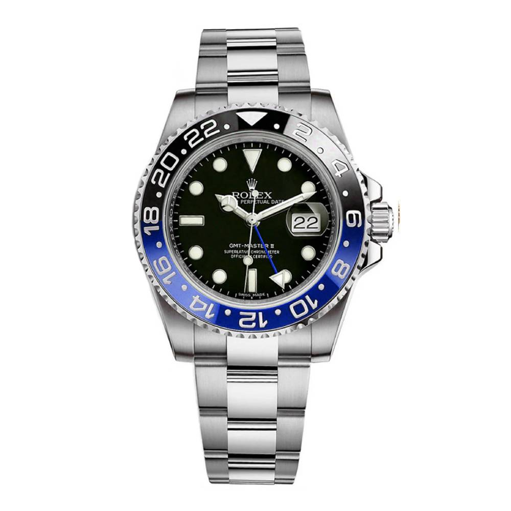 Rolex GMT-Master II "Batman" 40mm - Ref: 116710BLNR - Black Dial, Blue & Black Ceramic Bezel, Stainless Steel Oyster Bracelet Men's Watch