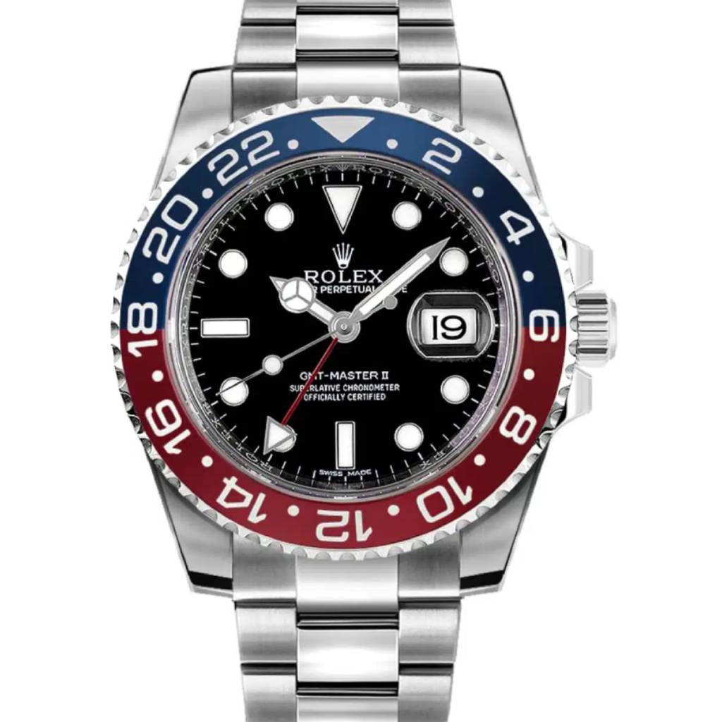 Rolex GMT-Master II Pepsi Black Dial 18k White Gold Mens Watch 116719BLRO