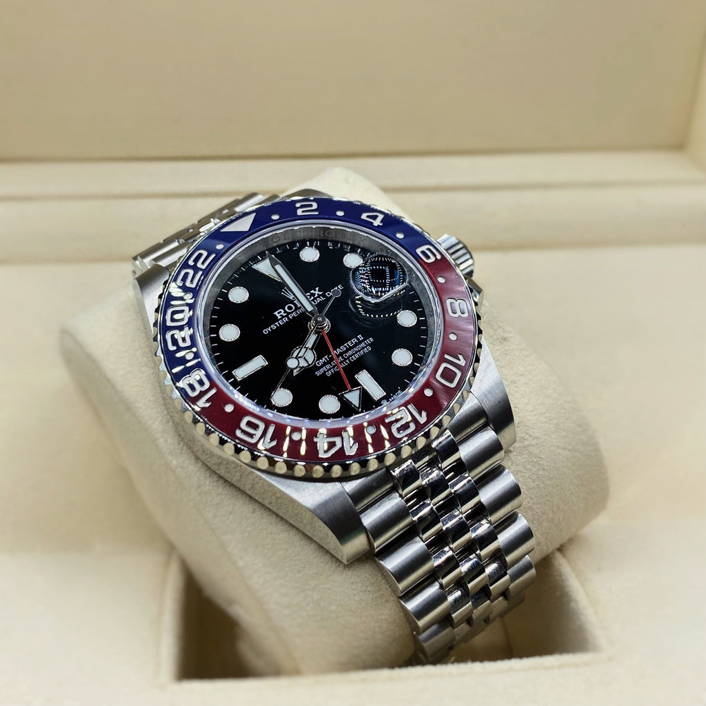 Rolex GMT-Master II Pepsi Black Dial Stainless Steel Mens Watch 126710blro-0001