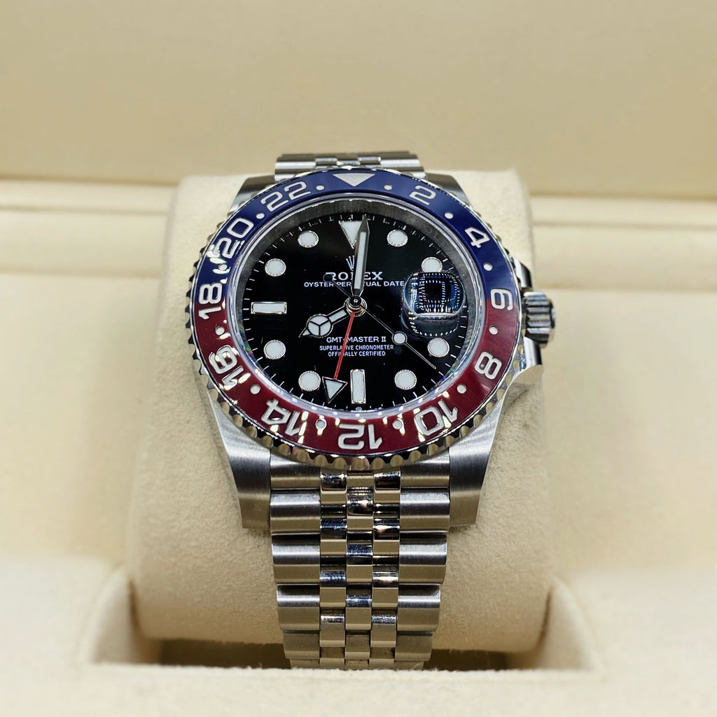 Rolex GMT-Master II Pepsi Black Dial Stainless Steel Mens Watch 126710blro-0001