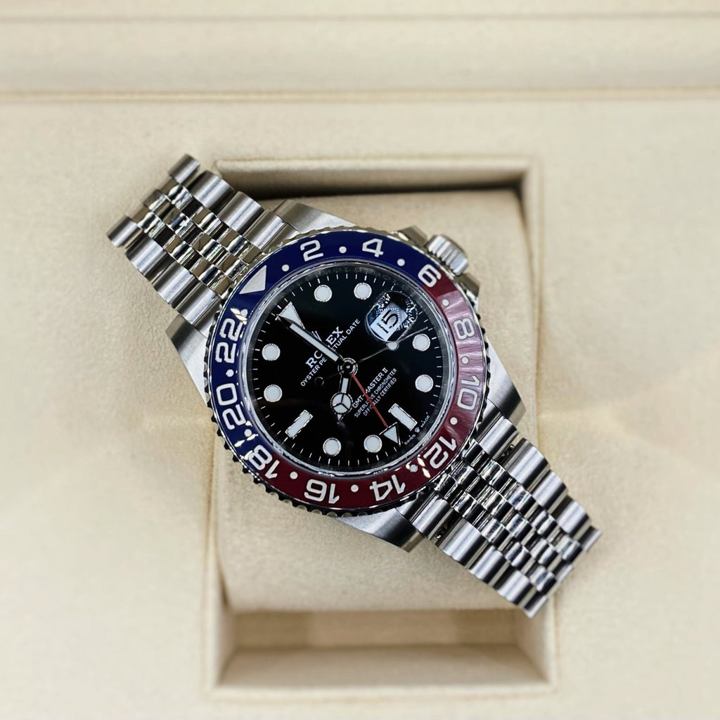 Rolex GMT-Master II Pepsi Black Dial Stainless Steel Mens Watch 126710blro-0001