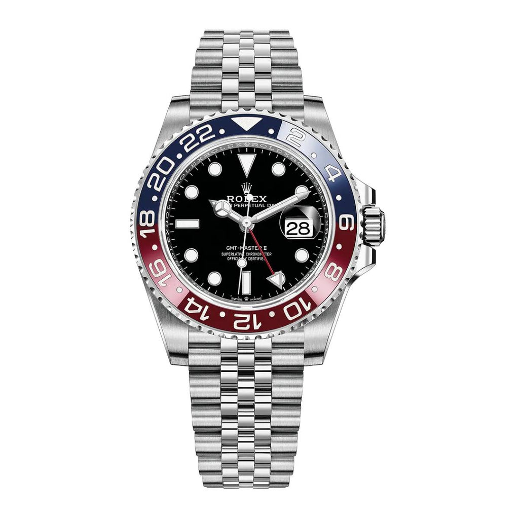 Rolex GMT-Master II Pepsi Black Dial Stainless Steel Mens Watch 126710blro-0001