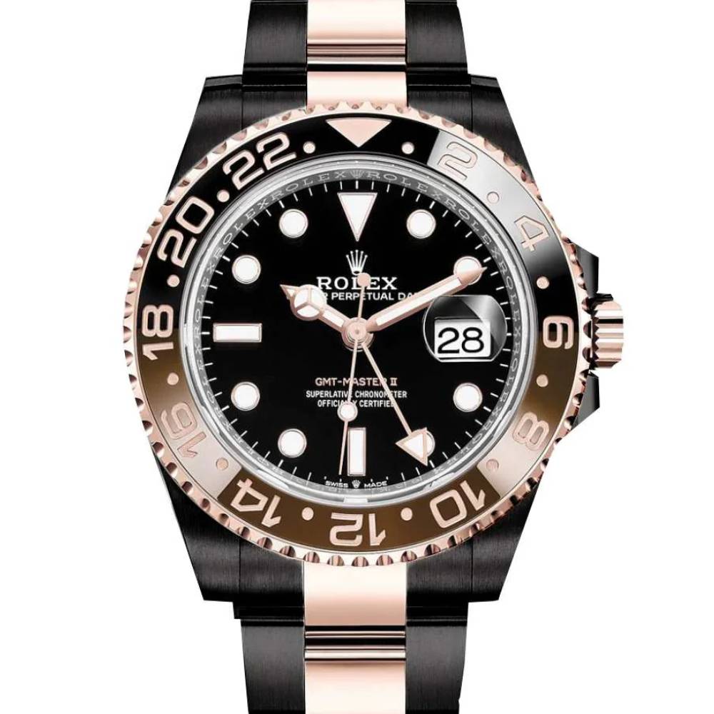 Rolex GMT-Master II "Rootbeer" 40mm - Ref: 126711chnr-0002 - Black Dial, Brown & Black Bezel Ceramic Bezel, Two Tone Black PVD-DLC & 18K Yellow Gold Oyster Bracelet Watch