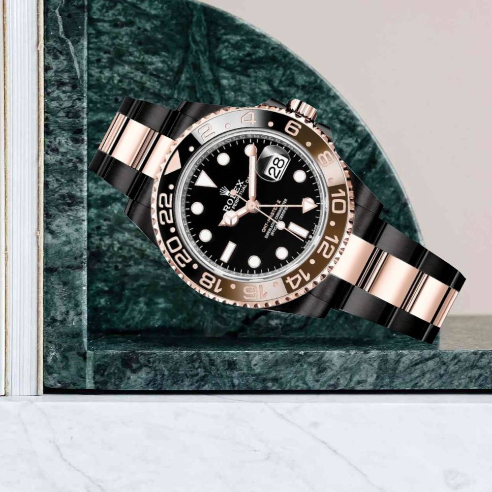 Rolex GMT-Master II "Rootbeer" 40mm - Ref: 126711chnr-0002 - Black Dial, Brown & Black Bezel Ceramic Bezel, Two Tone Black PVD-DLC & 18K Yellow Gold Oyster Bracelet Watch