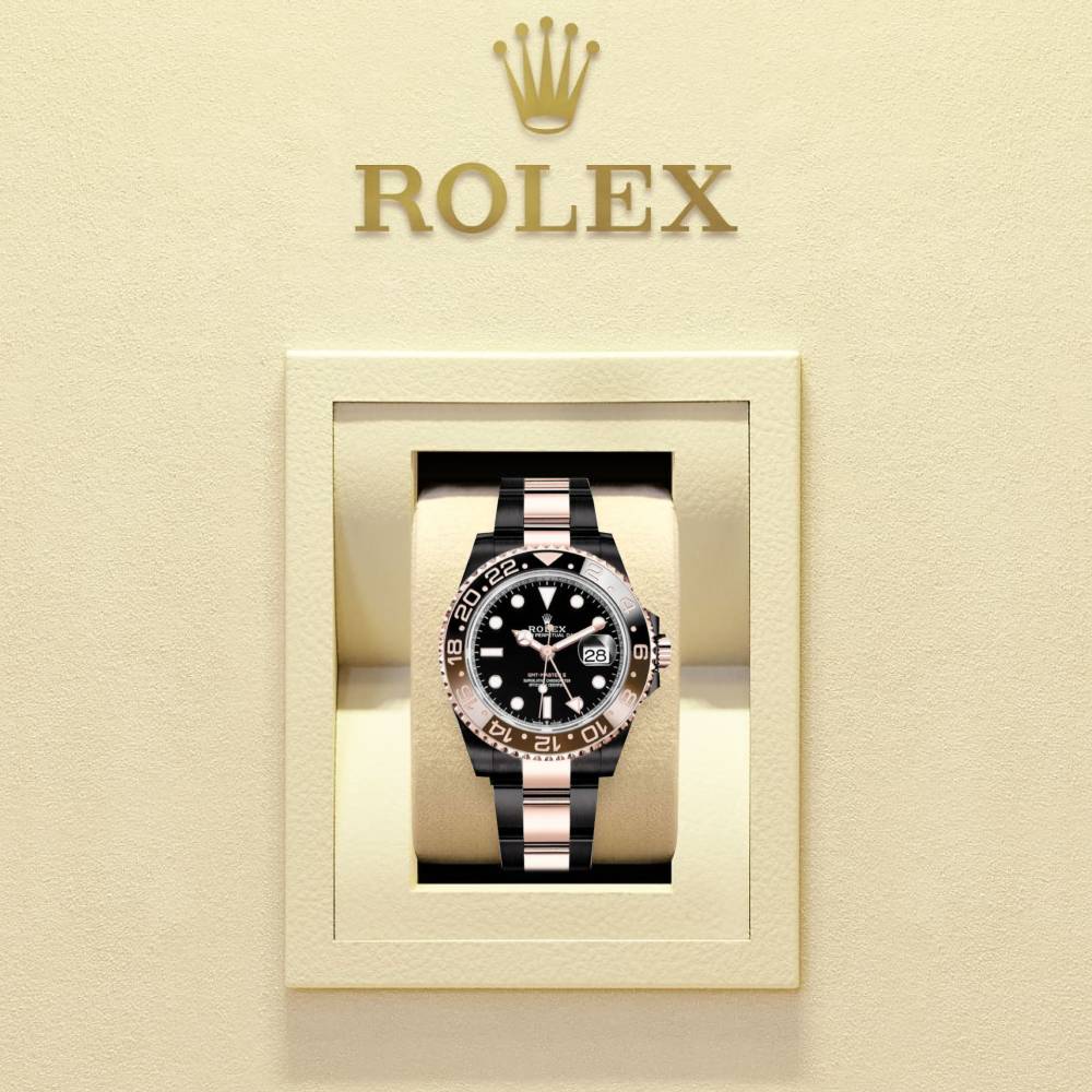 Rolex GMT-Master II "Rootbeer" 40mm - Ref: 126711chnr-0002 - Black Dial, Brown & Black Bezel Ceramic Bezel, Two Tone Black PVD-DLC & 18K Yellow Gold Oyster Bracelet Watch