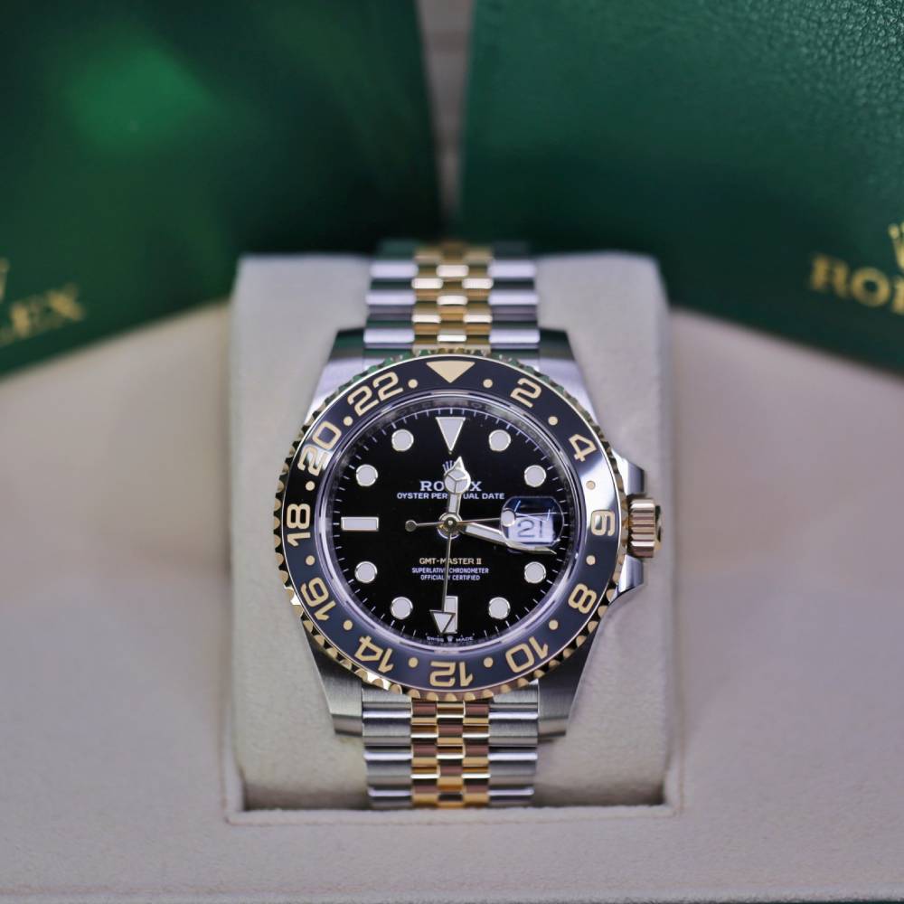 Rolex GMT-Master II "Zombie" 40mm - Ref: 126713GRNR - Black Dial, Grey & Black Ceramic Bezel, Two Tone Stainless Steel & 18K Yellow Gold Jubilee Bracelet Men's Watch