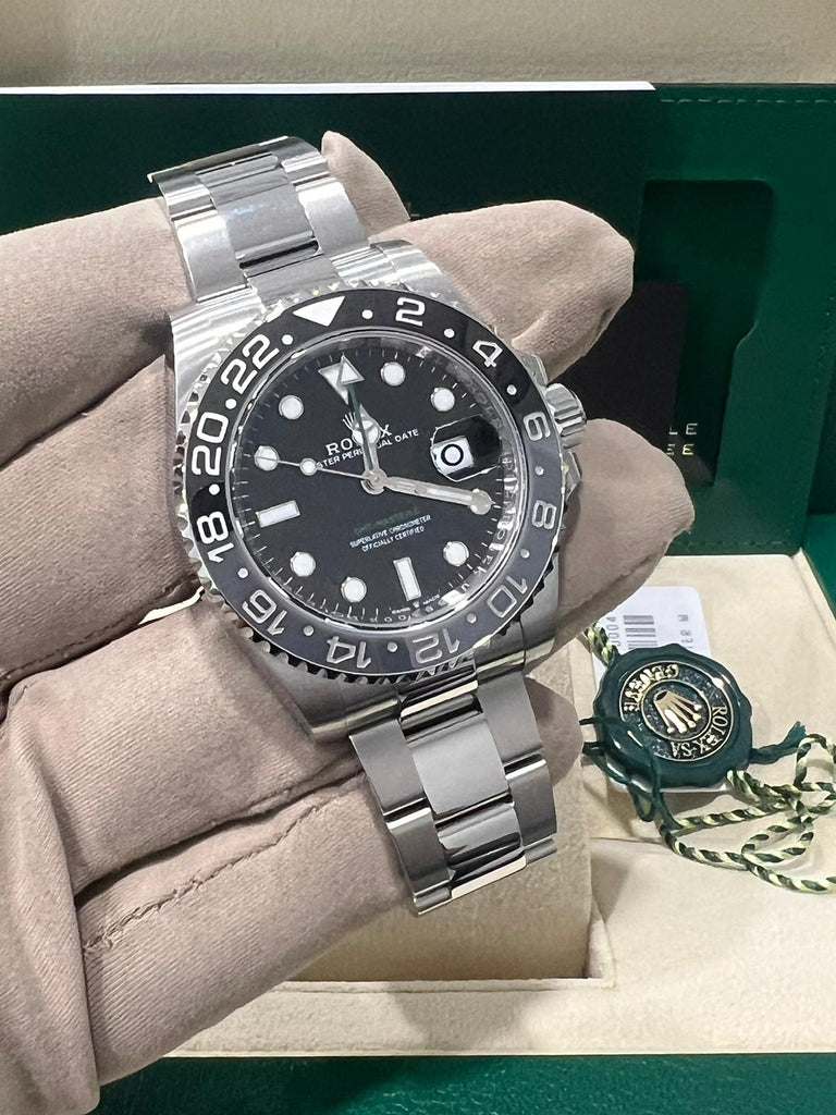 Rolex GMT-Master ll 40 mm | Stainless Steel Oyster Bracelet | Black dial Ceramic bezel | Men's Watch 126710GRNR-0004