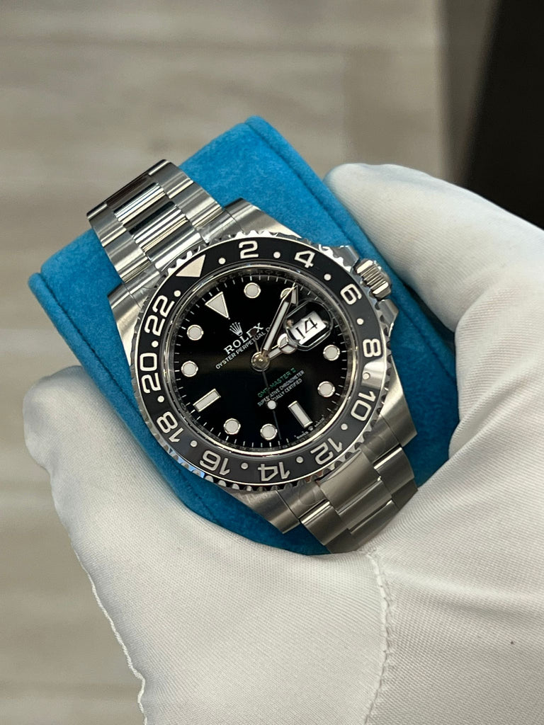 Rolex GMT-Master ll 40 mm | Stainless Steel Oyster Bracelet | Black dial Ceramic bezel | Men's Watch 126710GRNR-0004