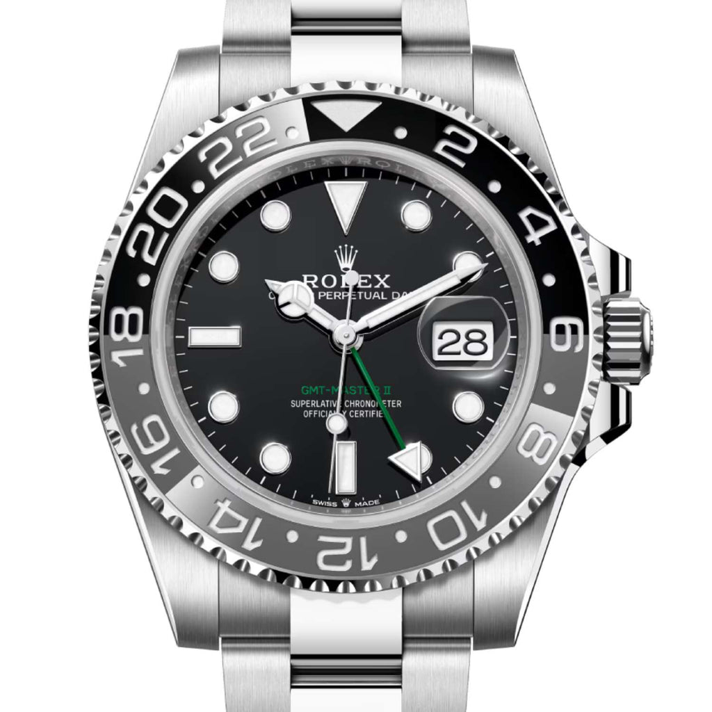 Rolex GMT-Master ll 40 mm | Stainless Steel Oyster Bracelet | Black dial Ceramic bezel | Men's Watch 126710GRNR-0004