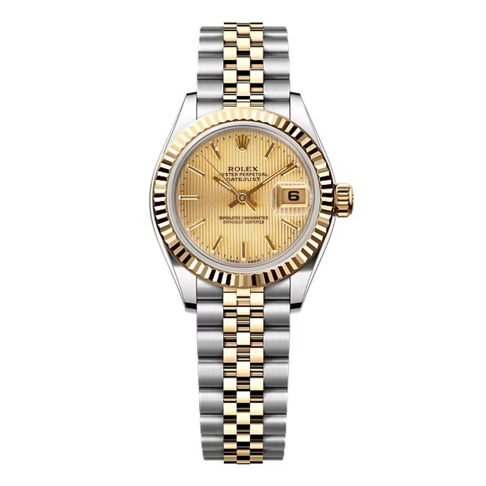 Rolex Lady Datejust 26mm - Ref: 79173 - Champagne Tapestry Dial, Two Tone Stainless Steel & 18K Yellow Gold Jubilee Bracelet Women's Watch