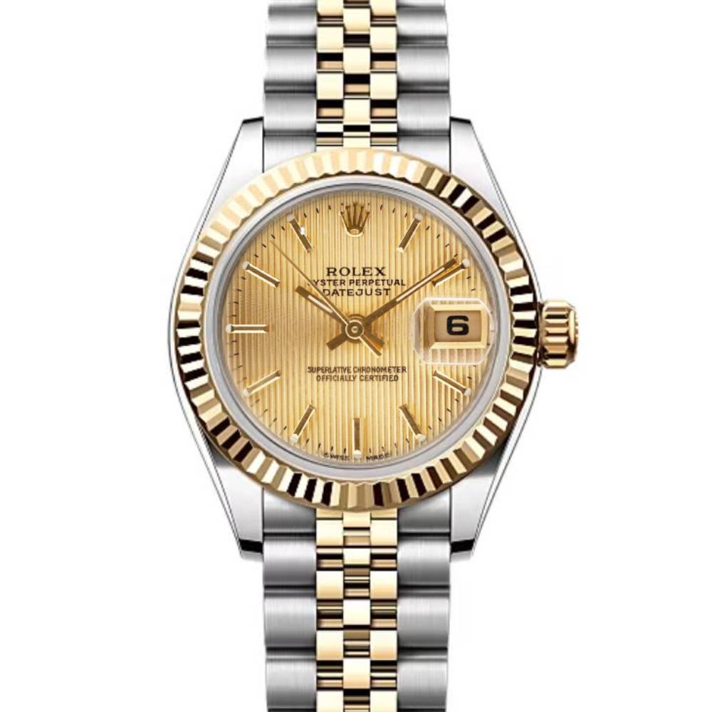 Rolex Lady Datejust 26mm - Ref: 79173 - Champagne Tapestry Dial, Two Tone Stainless Steel & 18K Yellow Gold Jubilee Bracelet Women's Watch