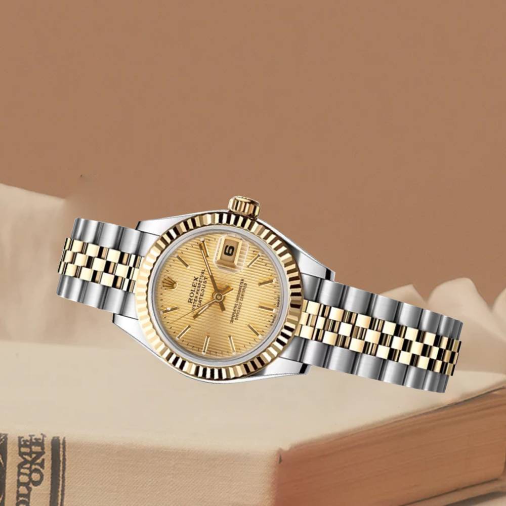 Rolex Lady Datejust 26mm - Ref: 79173 - Champagne Tapestry Dial, Two Tone Stainless Steel & 18K Yellow Gold Jubilee Bracelet Women's Watch