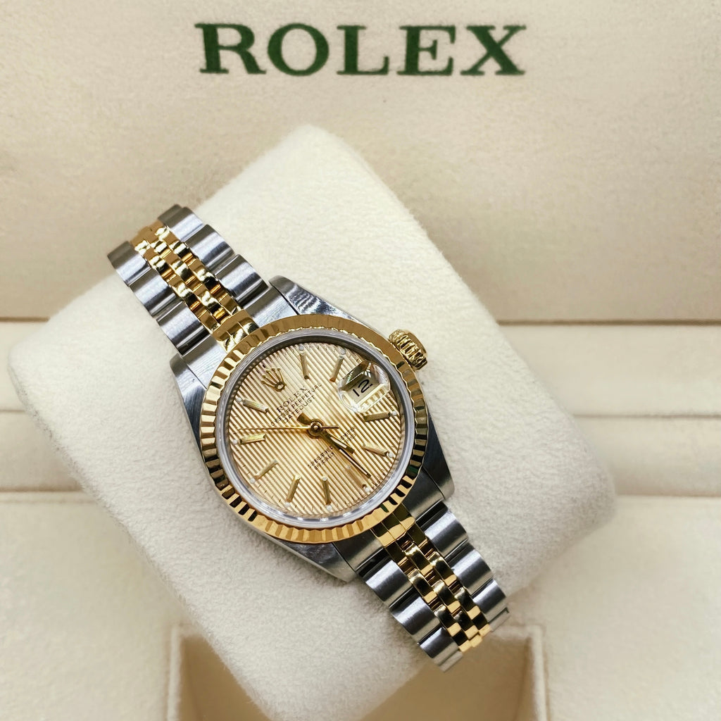 Rolex Lady-Datejust 26mm | Two-Tone Stainless Steel and 18k Yellow Gold Jubilee bracelet | Champagne dial 18k Yellow Gold bezel | Ladies Watch 69173