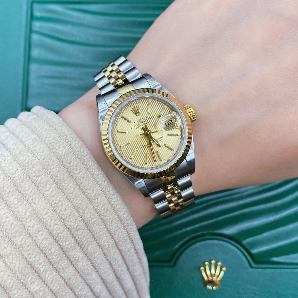 Rolex Lady-Datejust 26mm | Two-Tone Stainless Steel and 18k Yellow Gold Jubilee bracelet | Champagne dial 18k Yellow Gold bezel | Ladies Watch 69173