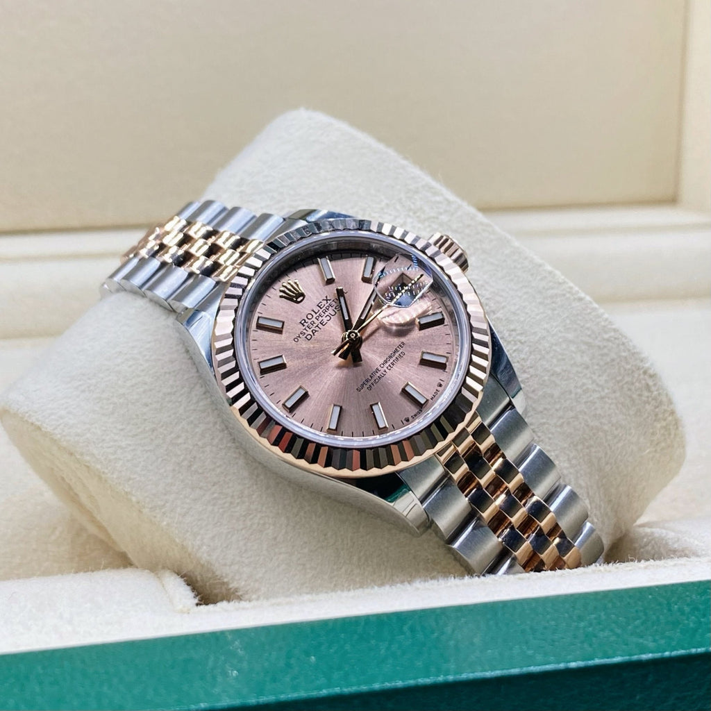 Rolex Lady-Datejust 28mm - Ref: 279171-0001 - Sundust Stick Dial, Two Tone Stainless Steel & 18K Rose Gold Jubilee Bracelet Women's Watch