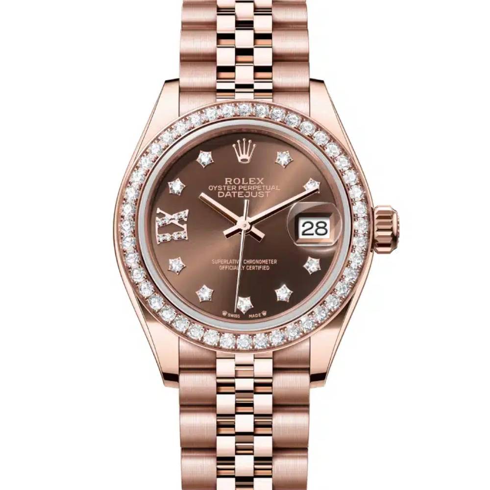 Rolex Lady Datejust 28mm - Ref: 279135rbr-0002 - Chocolate Dial, 18K Rose Gold Jubilee Bracelet Women's Watch