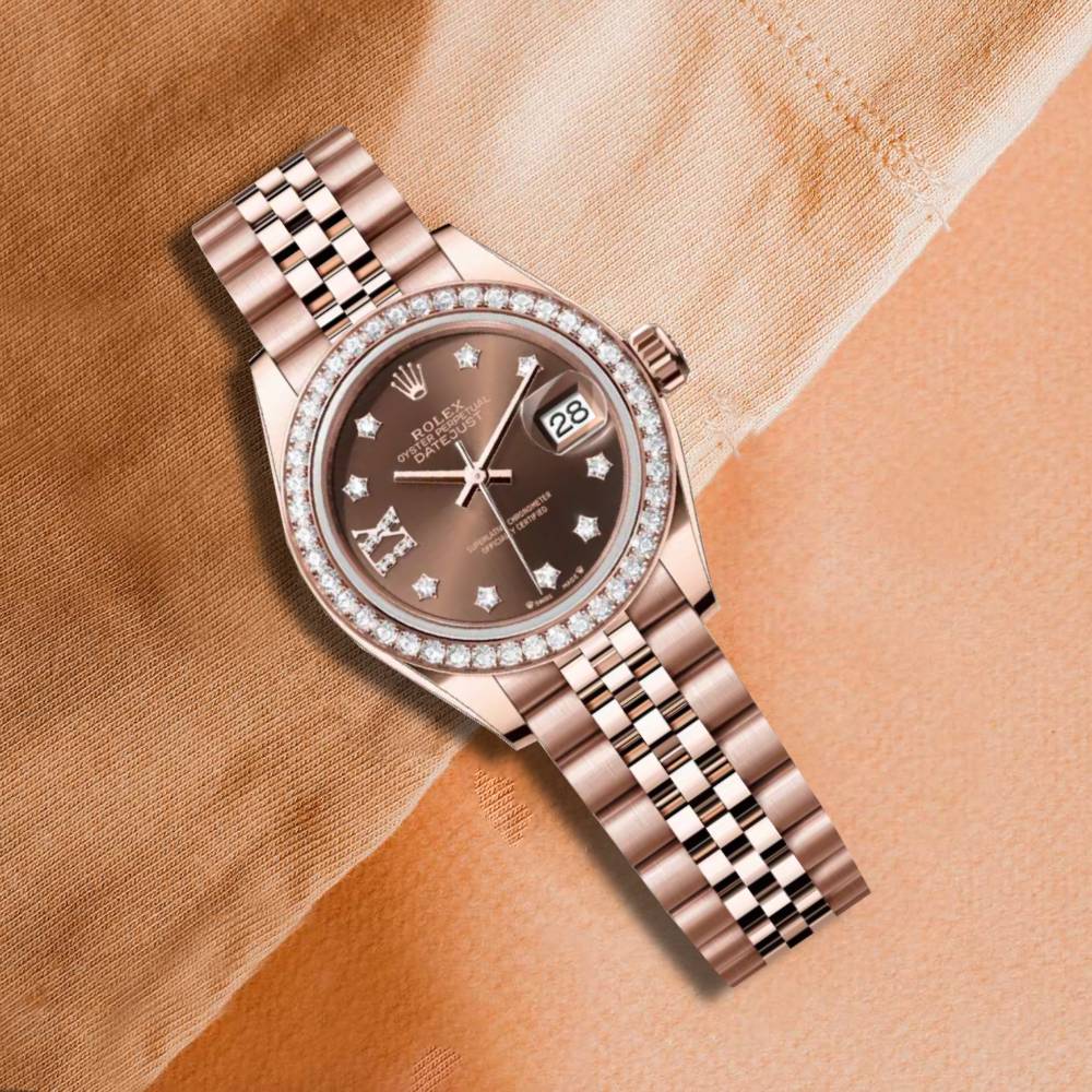 Rolex Lady Datejust 28mm - Ref: 279135rbr-0002 - Chocolate Dial, 18K Rose Gold Jubilee Bracelet Women's Watch