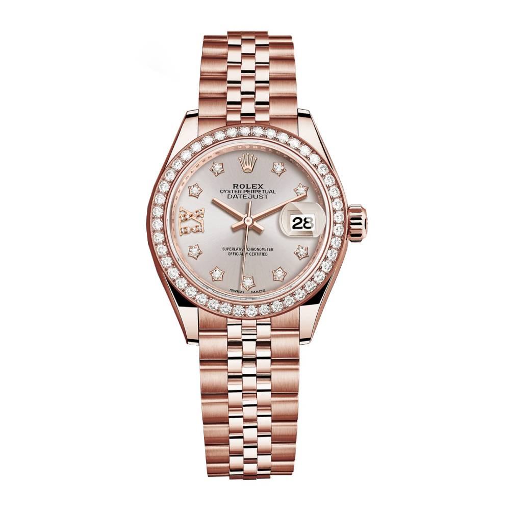 Rolex Lady-Datejust 28mm - Ref: 279135rbr-0004 - Sundust Stick Dial, 18K Rose Gold Jubilee Bracelet Women's Watch