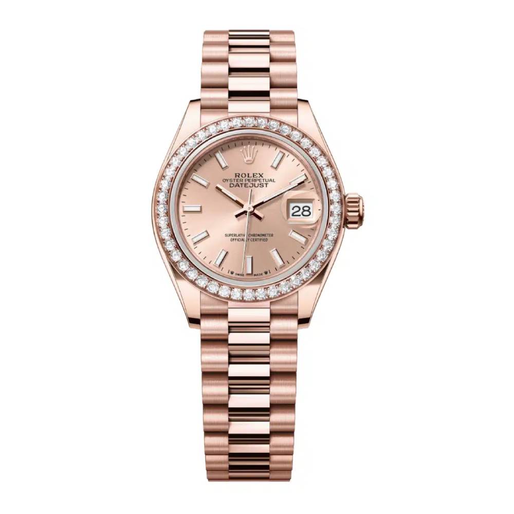 Rolex Lady Datejust 28mm - Ref: 279135rbr-0006 - Sundust Dial, 18K Rose Gold President Bracelet Women's Watch