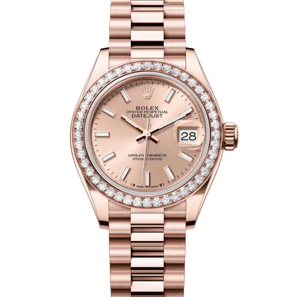 Rolex Lady Datejust 28mm - Ref: 279135rbr-0006 - Sundust Dial, 18K Rose Gold President Bracelet Women's Watch