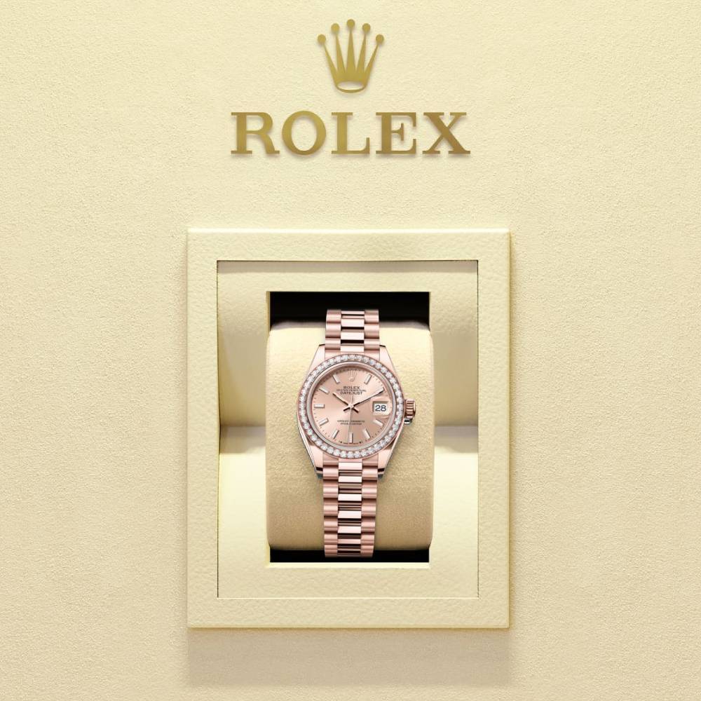 Rolex Lady Datejust 28mm - Ref: 279135rbr-0006 - Sundust Dial, 18K Rose Gold President Bracelet Women's Watch