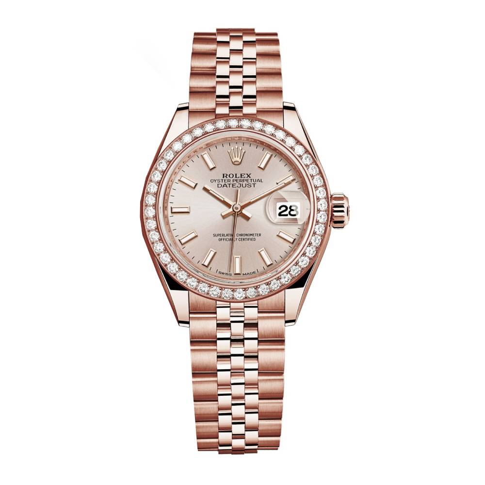 Rolex Lady-Datejust 28mm - Ref: 279135rbr-0007 - Sundust Stick Dial, 18K Rose Gold Jubilee Bracelet Women's Watch